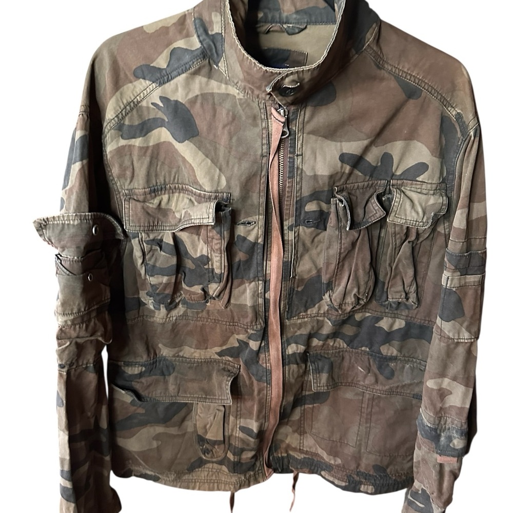 Vintage Large Cotton GAP Brown Camouflage Military Jacket